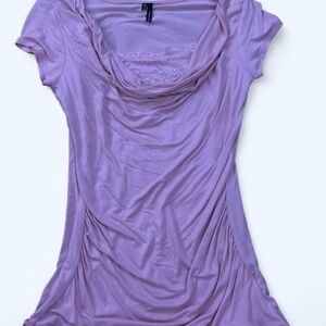 Maurices Light Pink Cowl Neck Short Sleeve Top